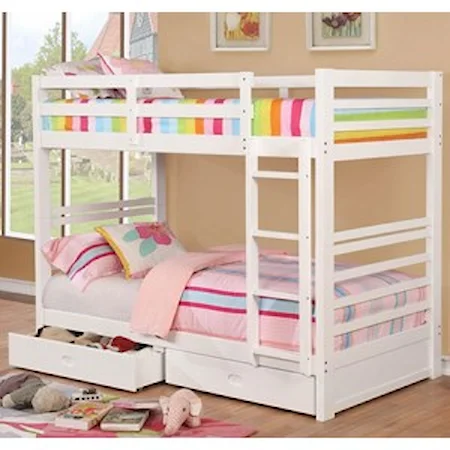 Casual Twin Over Twin Youth Bunkbed with Storage Drawers
